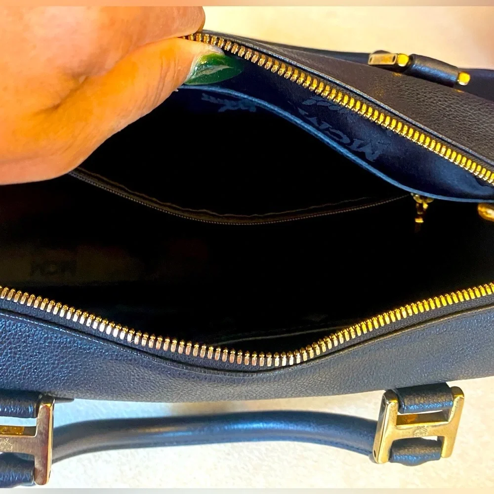 MCM Black Pebble Leather Boston Satchel w/Gold Hardware, EUC